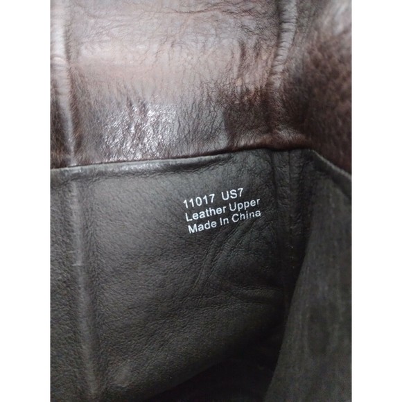 KLR Women's Brown Leather Boots Side Zip Chunky Heel Y2K 11017 Size 7 - Picture 9 of 9